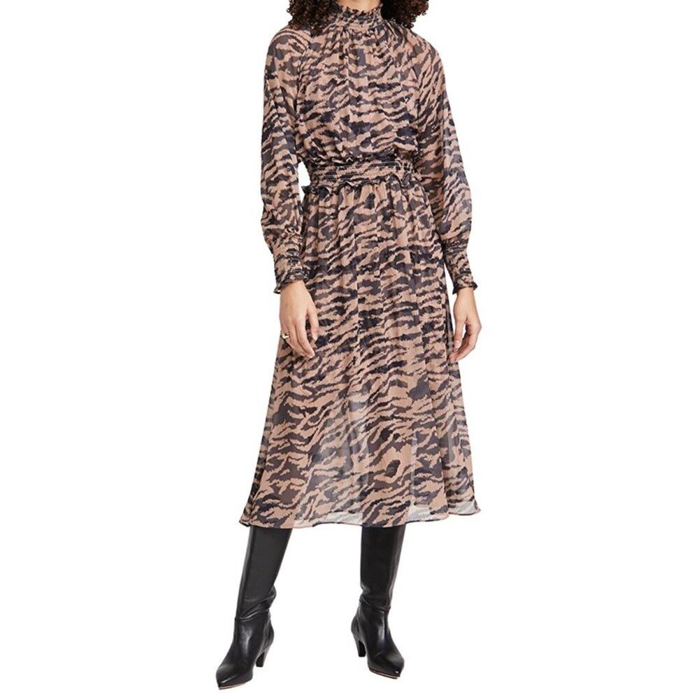 New O.P.T Alana Midi Dress Tiger Print Women's Size S